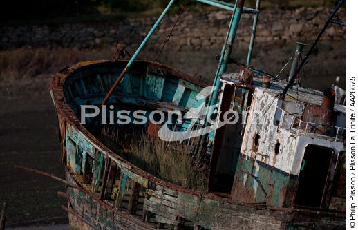 Epave sur le Blavet. - © Philip Plisson / Plisson La Trinité / AA26675 - Nos reportages photos - Morbihan