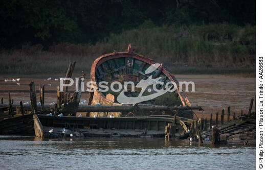 Wreck on the Blavet. - © Philip Plisson / Plisson La Trinité / AA26683 - Photo Galleries - River