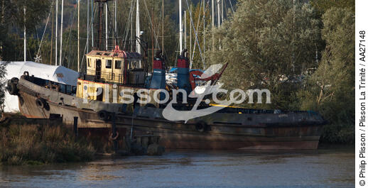 Epave de remorqueur près de Nantes - © Philip Plisson / Plisson La Trinité / AA27148 - Nos reportages photos - Cimetière marin