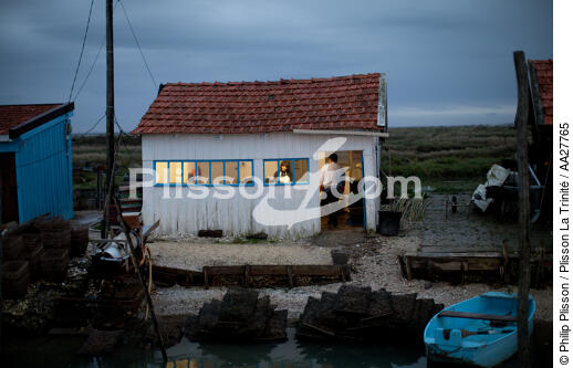 La Tremblade port - © Philip Plisson / Plisson La Trinité / AA27765 - Photo Galleries - Oyster farmer