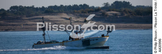 Bateau de pêche devant Le Grau du Roi - © Philip Plisson / Plisson La Trinité / AA30996 - Nos reportages photos - De Sète à Martigues