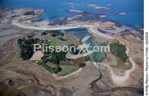 Ile Saint-Gildas - © Philip Plisson / Plisson La Trinité / AA33229 - Nos reportages photos - Marée basse