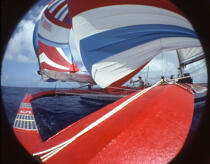 On board the proa Lestra Sport © Philip Plisson / Plisson La Trinité / AA35686 - Photo Galleries - Sailing Race