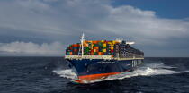 The container ship Marco Polo © Philip Plisson / Plisson La Trinité / AA35938 - Photo Galleries - The Ouessant Shipping Lane