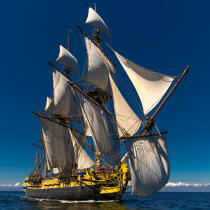 © Philip Plisson / Plisson La Trinité / AA38640 L'Hermione at sea - Photo Galleries - Tall ship / Sailing ship