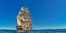 © Philip Plisson / Plisson La Trinité / AA38642 L'Hermione at sea - Photo Galleries - Tall ship / Sailing ship