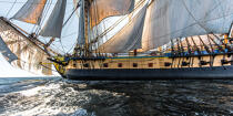 © Philip Plisson / Plisson La Trinité / AA38666 L'Hermione en navigation - Nos reportages photos - Grand voilier